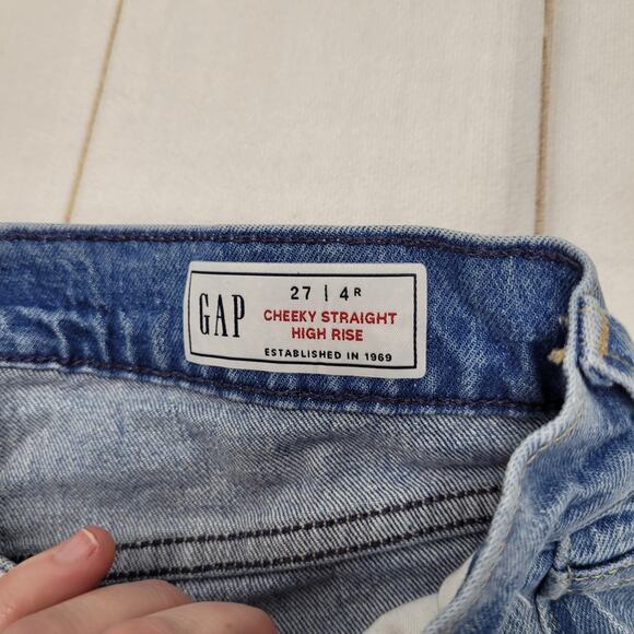 Gap cheeky straight high rise jeans light wash distressed - Picture 4 of 7